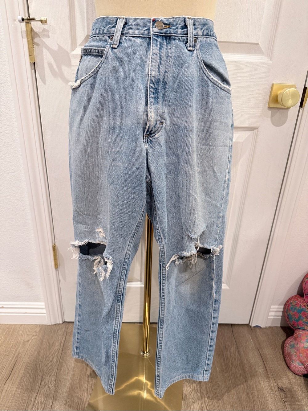 L.L. Bean Light Blue Relaxed Fit Distressed Men’s Jeans, 36x30